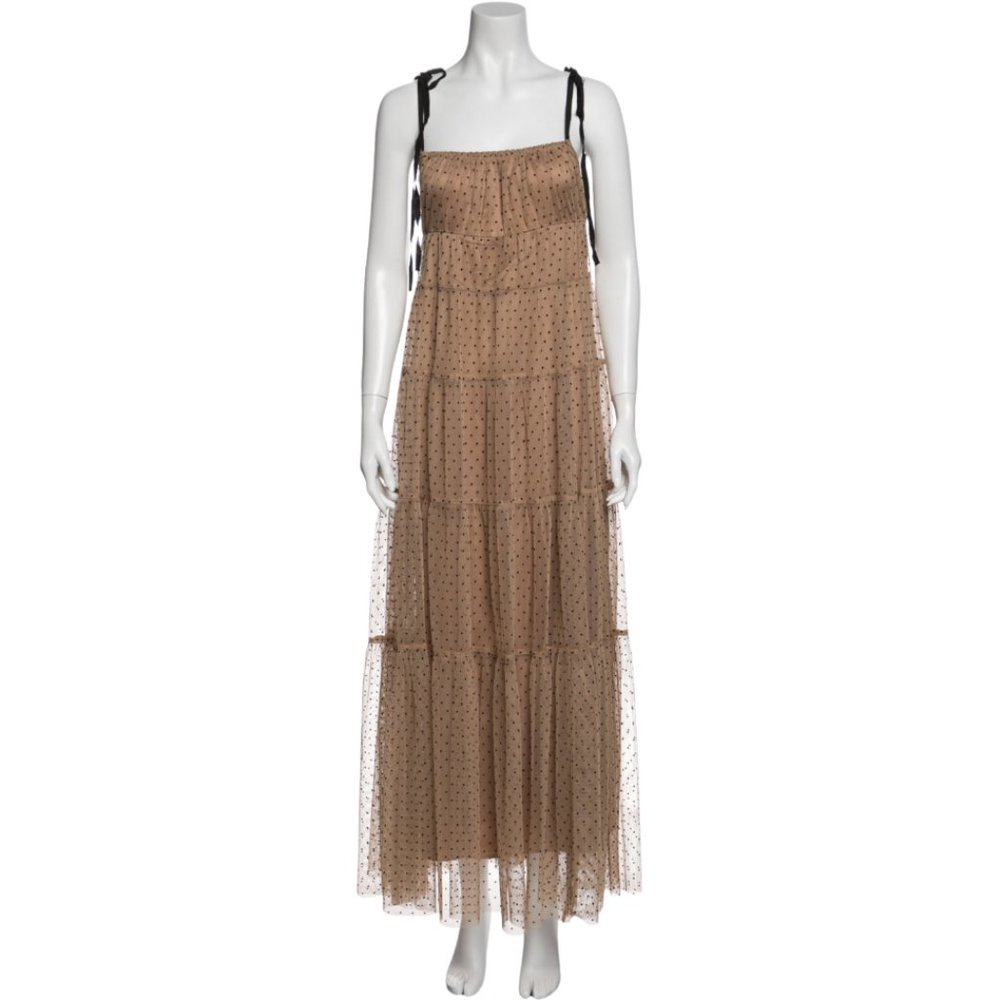 STAUD Neutral Print Maxi Dress Gown Small LIKE NEW Black polka dots